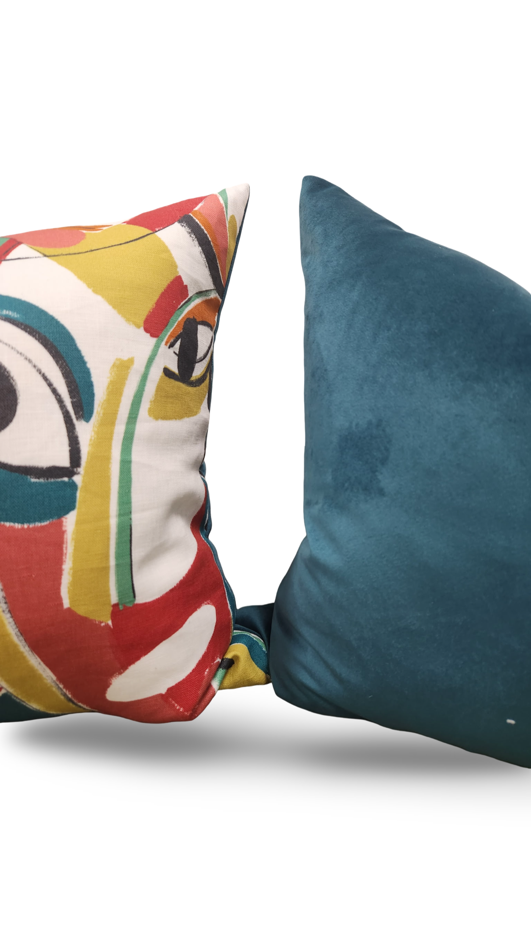 Pierre Frey Decorative Pillow Abstract Colorful Faces - 20x20" Knife Edge Cover