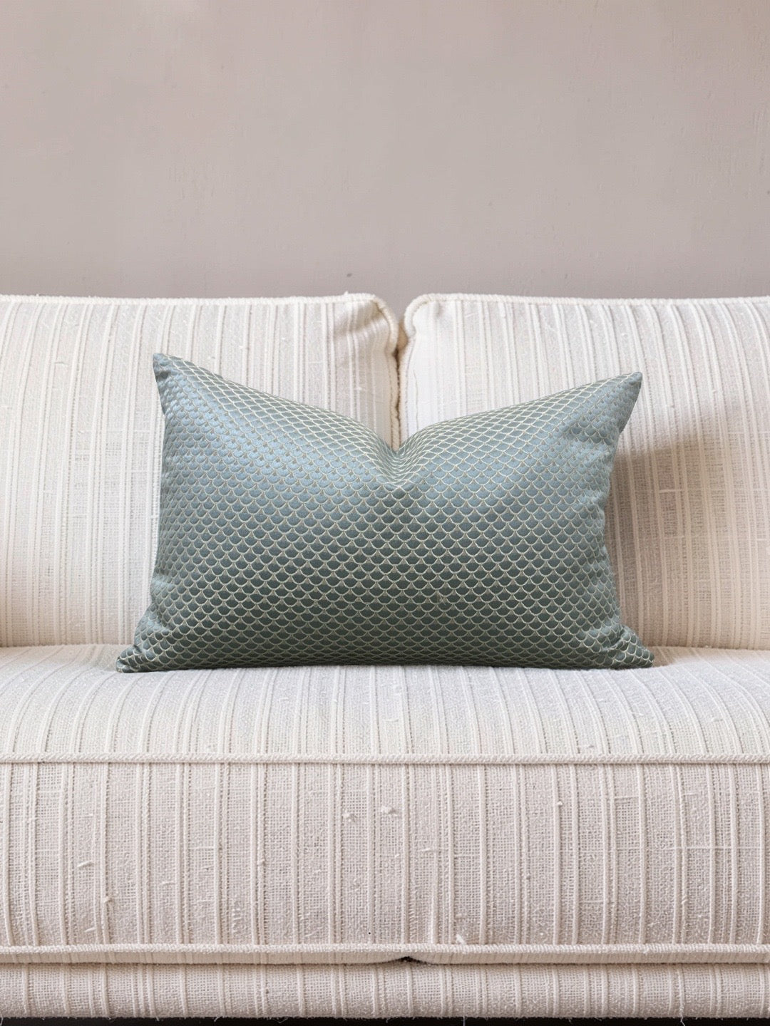 Pierre Frey Lumbar Pillow Okinawa Céleste 12x18" Knife Edge Cover