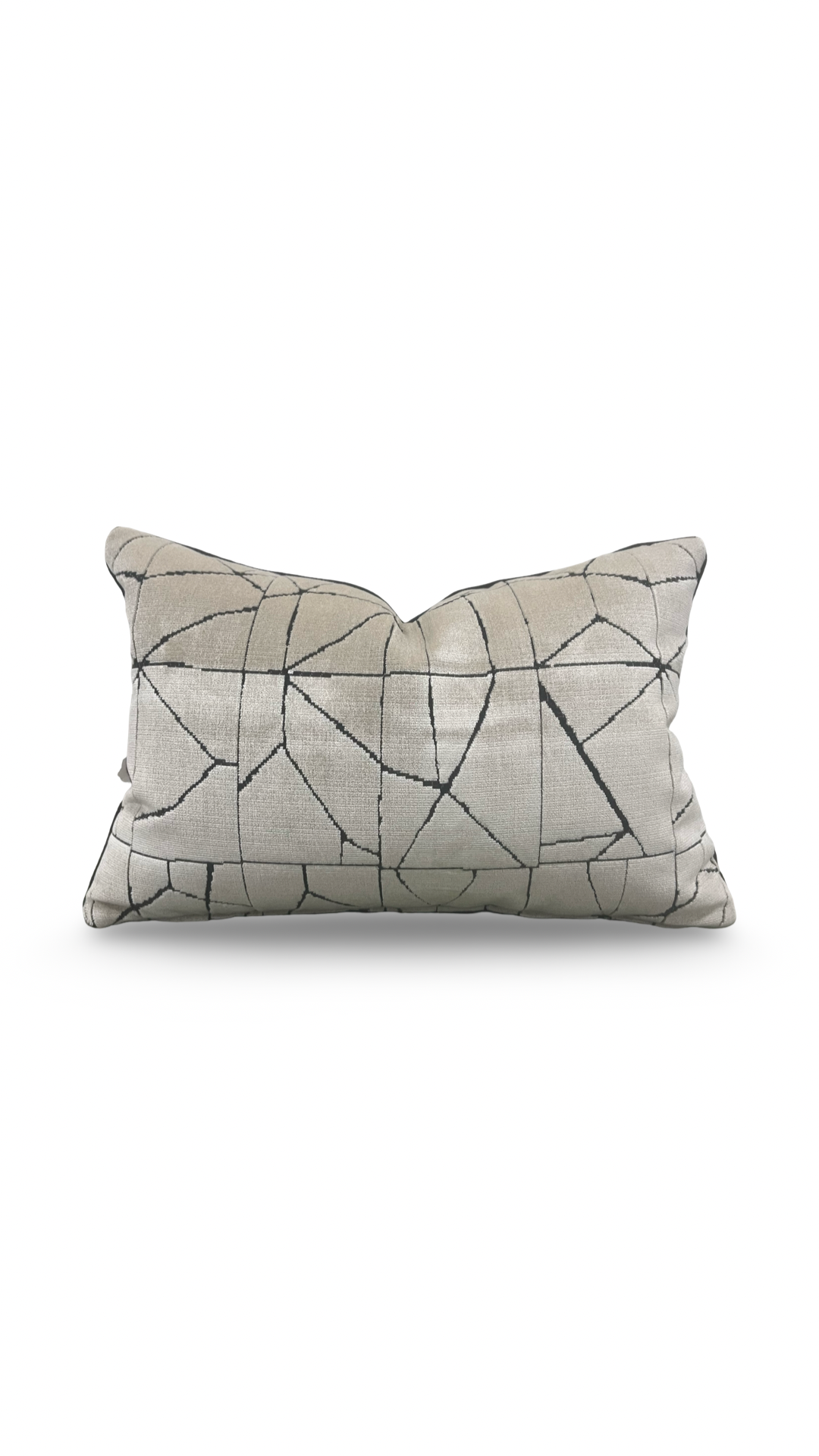 Decorative pillow with geometric pattern on a white background