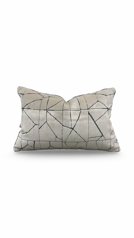 Decorative pillow with geometric pattern on a white background