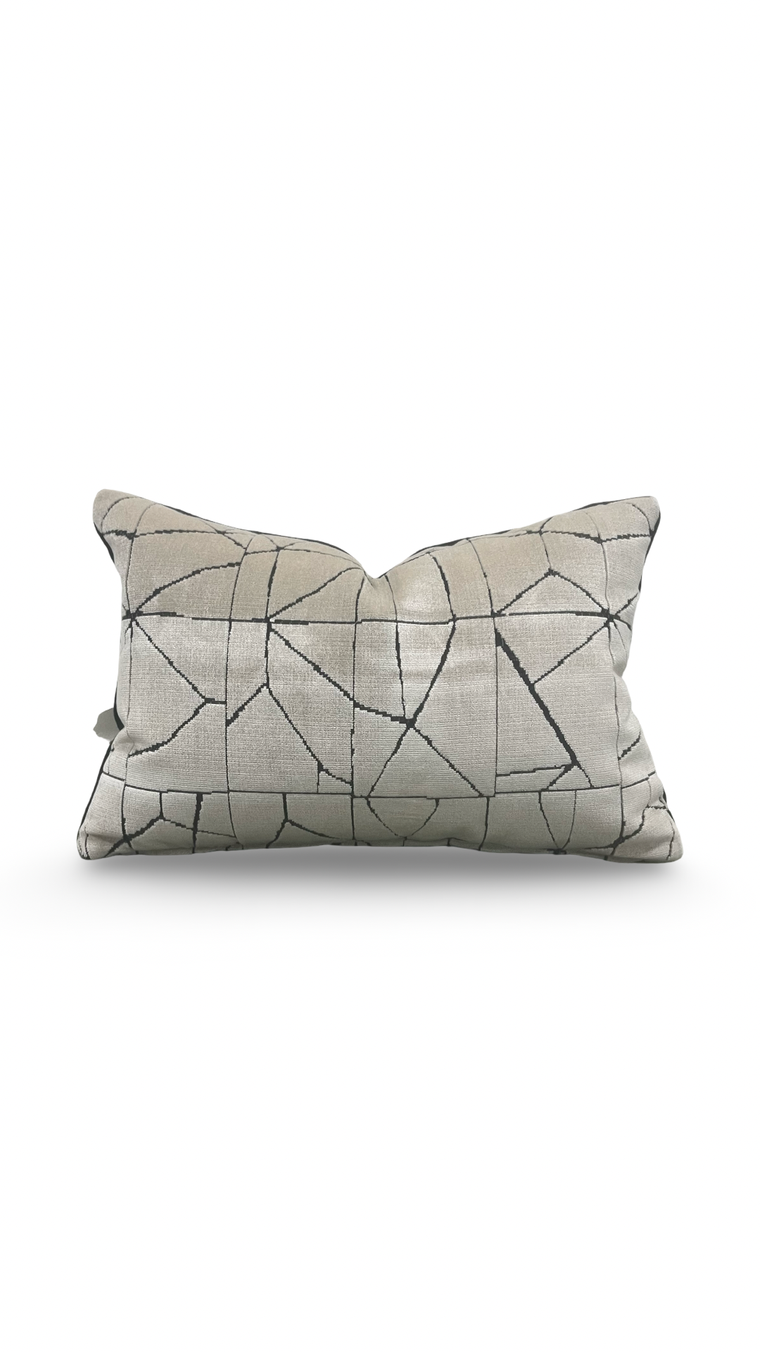 Decorative pillow with geometric pattern on a white background