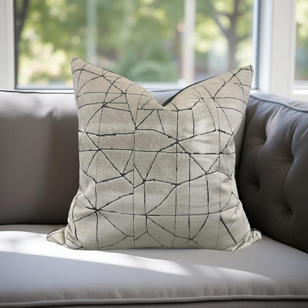 Decorative Pillow Origami Beige 22x22" Knife Edge Cover