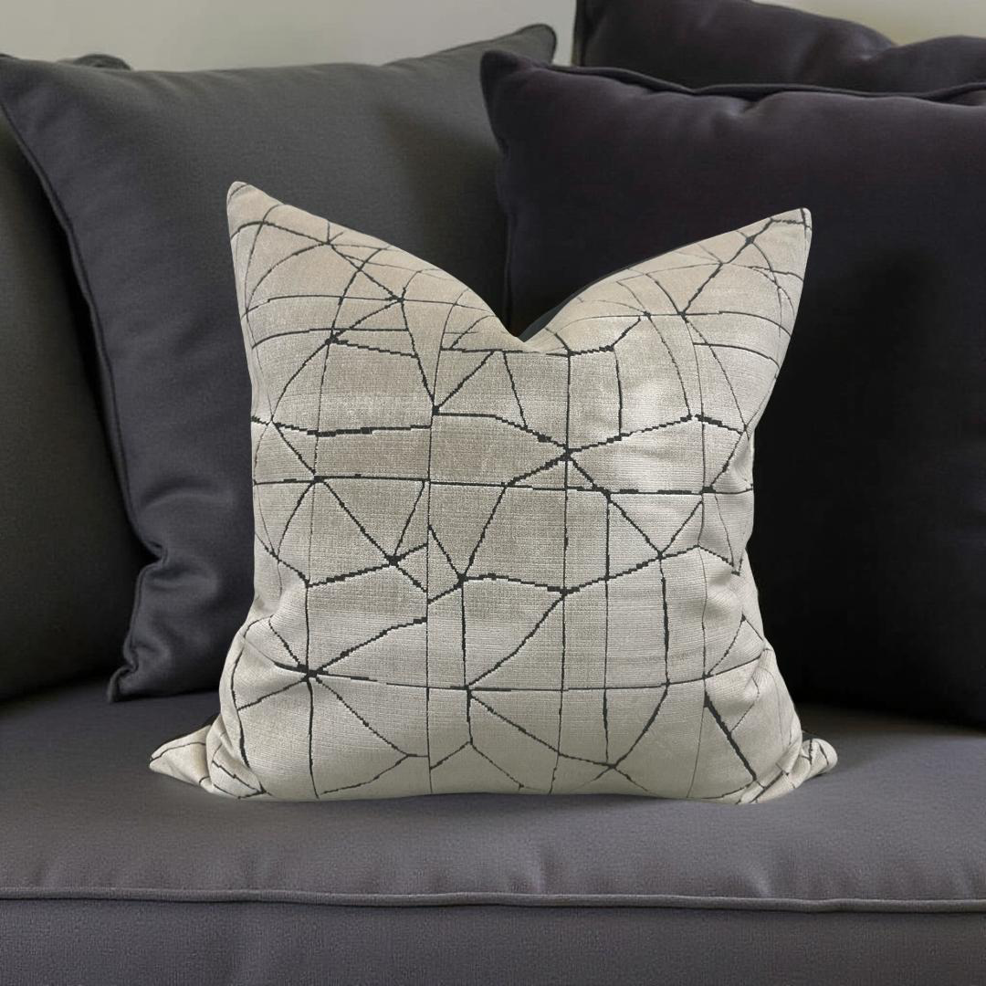 Decorative Pillow Origami Beige 22x22" Knife Edge Cover