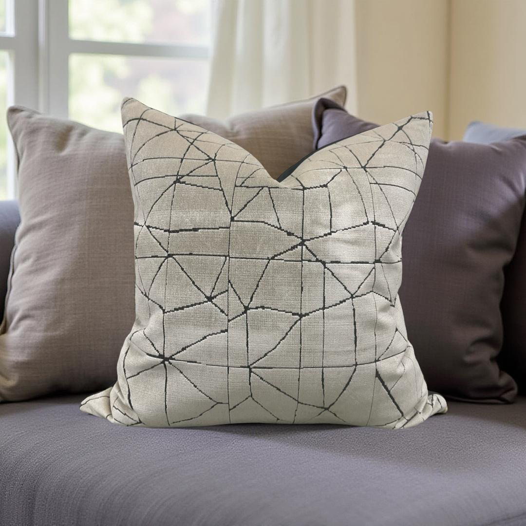 Decorative Pillow Origami Beige 22x22" Knife Edge Cover