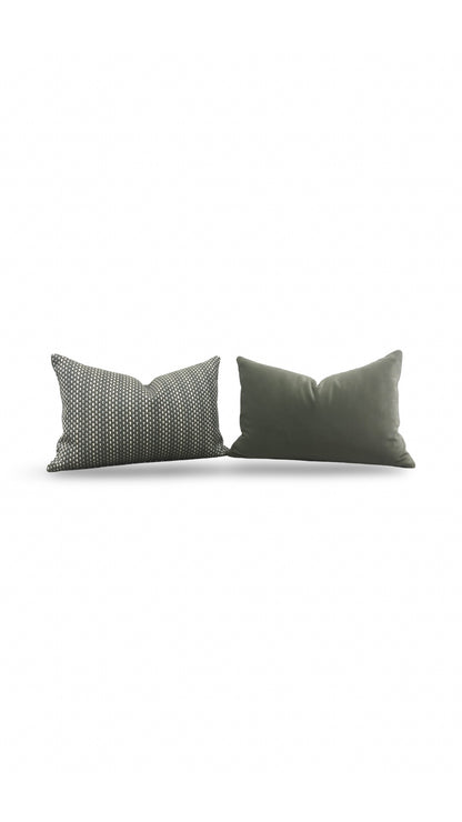 Pierre Frey Lumbar Pillow Moorea Kaki 12x18" Knife Edge Cover