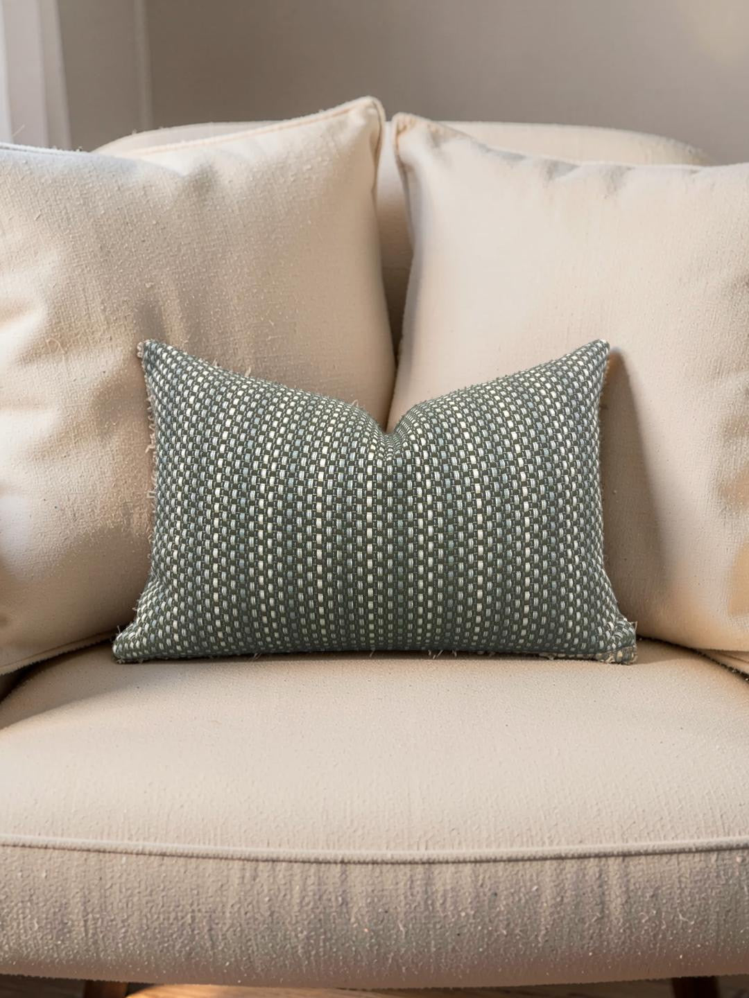 Pierre Frey Lumbar Pillow Moorea Kaki 12x18" Knife Edge Cover