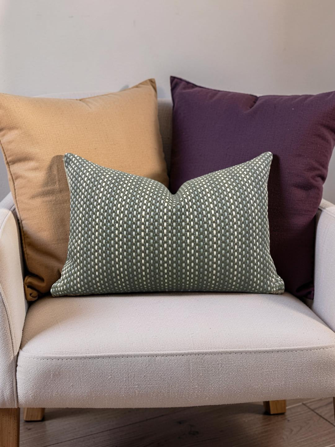 Pierre Frey Lumbar Pillow Moorea Kaki 12x18" Knife Edge Cover