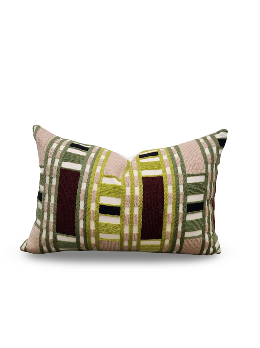 Pierre Frey Lumbar Pillow Limpopo Pistache 12x18" Knife Edge Cover