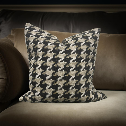 Designer Fabric Brigitte Camel 22x22" Knife Edge Decorative Throw Pillow