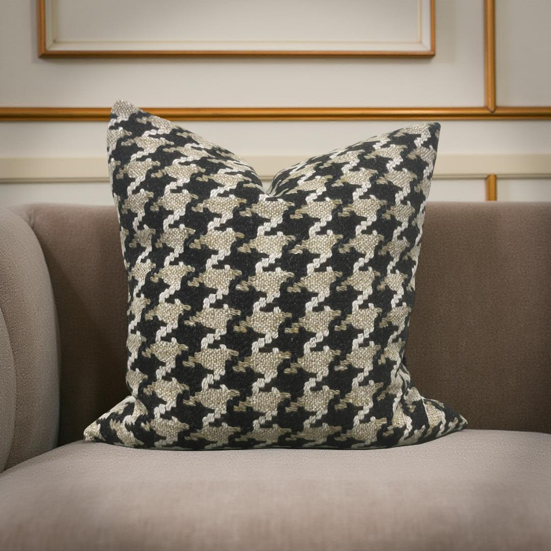 Designer Fabric Brigitte Camel 22x22" Knife Edge Decorative Throw Pillow