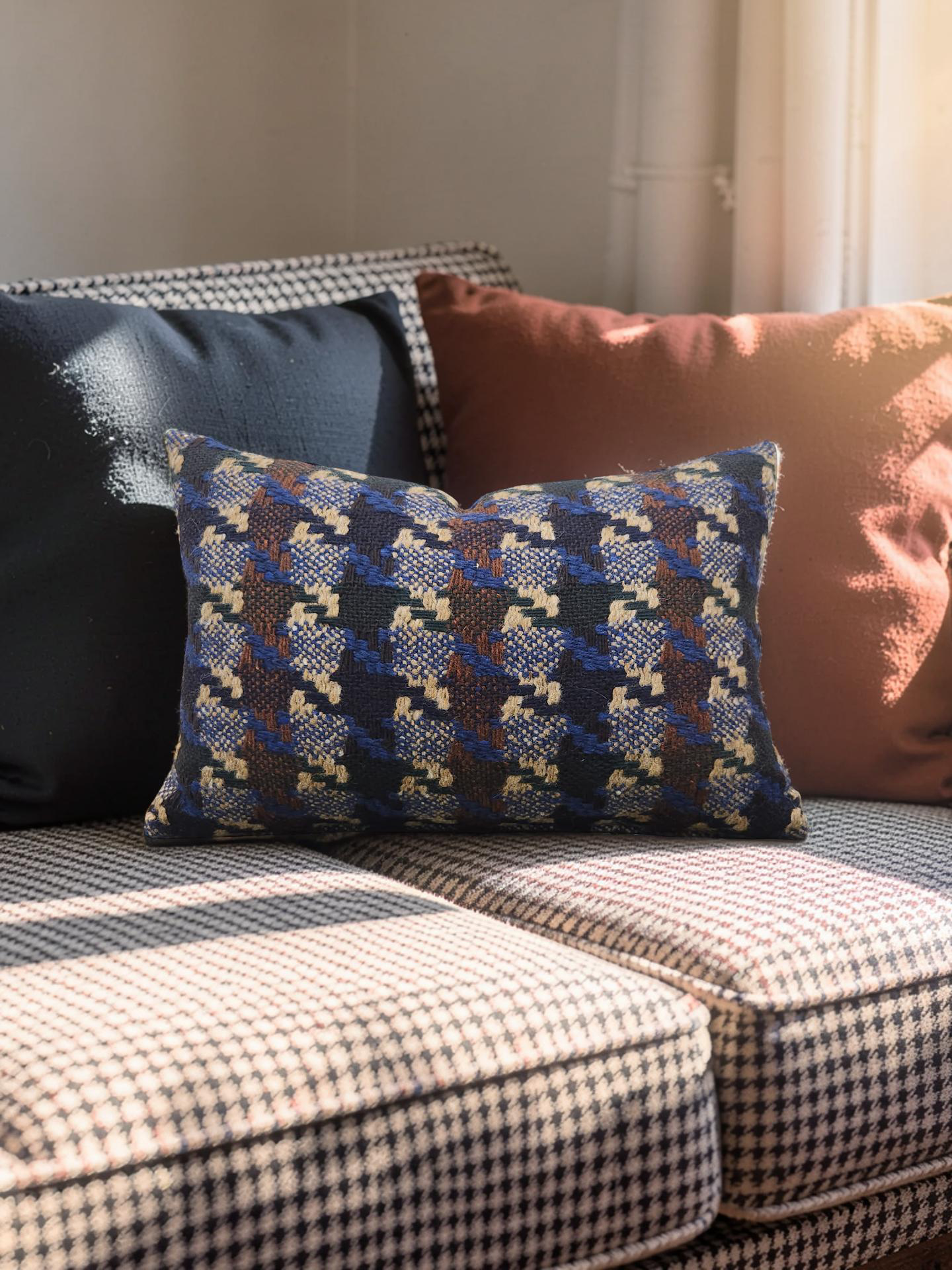 Pierre Frey Lumbar Pillow Brigite Blue 12x18" Knife Edge Cover