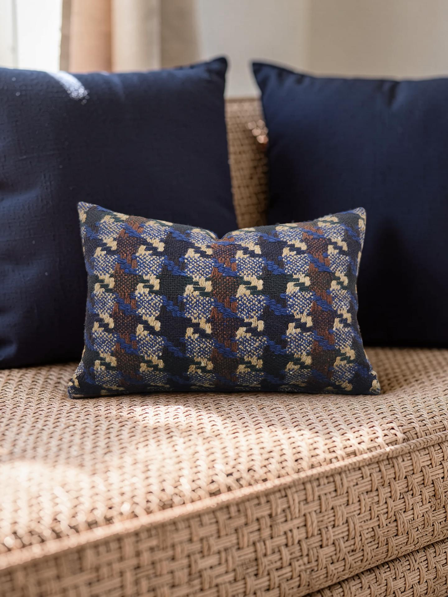 Pierre Frey Lumbar Pillow Brigite Blue 12x18" Knife Edge Cover