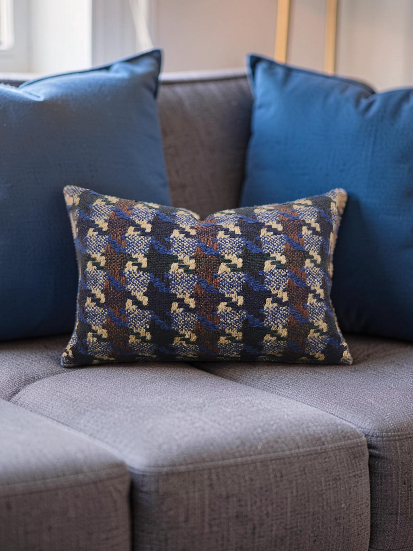 Pierre Frey Lumbar Pillow Brigite Blue 12x18" Knife Edge Cover