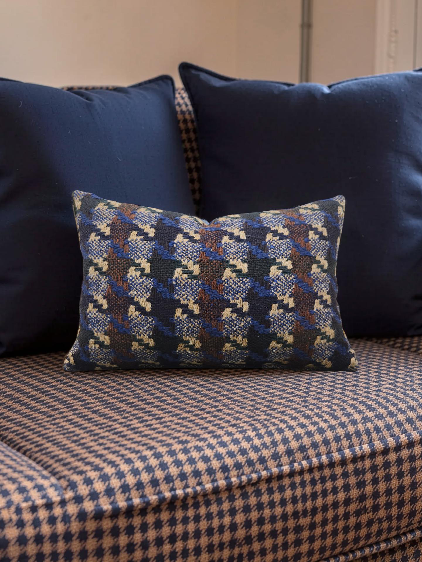 Pierre Frey Lumbar Pillow Brigite Blue 12x18" Knife Edge Cover