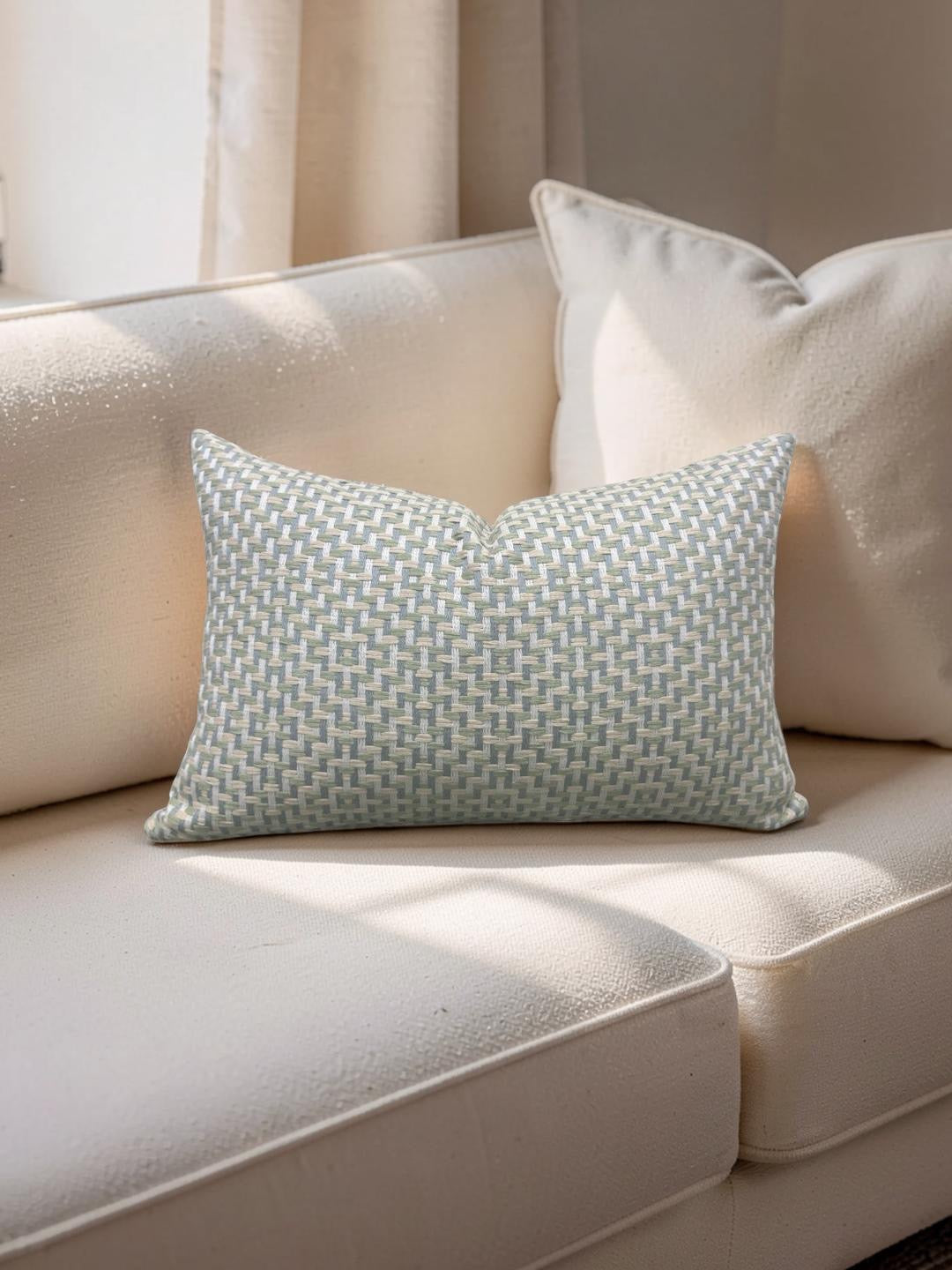 Pierre Frey Lumbar Pillow Elbe Tilleul 12x18" Knife Edge Cover