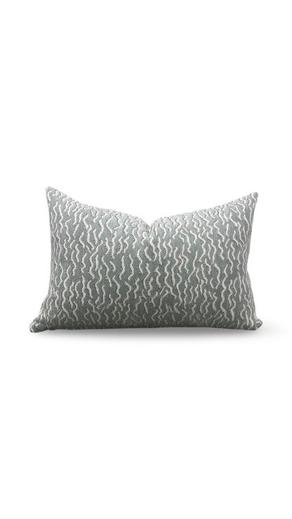 Pierre Frey Lumbar Pillow Le Chant Des Dunes Aqua 12x18" Knife Edge Cover
