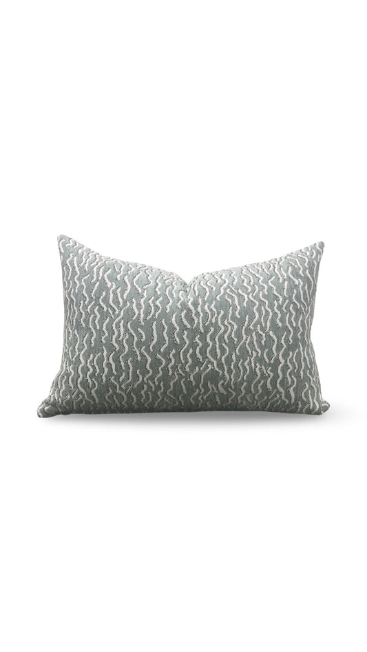 Pierre Frey Lumbar Pillow Le Chant Des Dunes Aqua 12x18" Knife Edge Cover