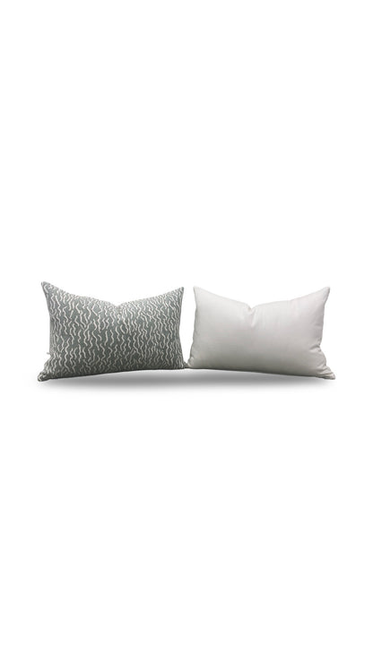 Pierre Frey Lumbar Pillow Le Chant Des Dunes Aqua 12x18" Knife Edge Cover