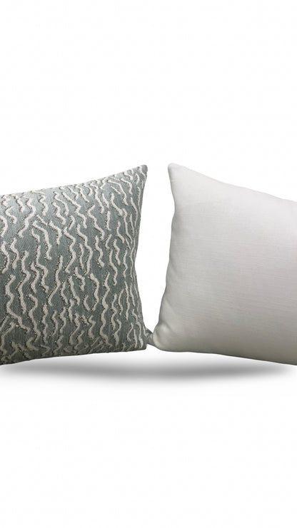 Pierre Frey Lumbar Pillow Le Chant Des Dunes Aqua 12x18" Knife Edge Cover