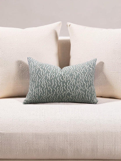 Pierre Frey Lumbar Pillow Le Chant Des Dunes Aqua 12x18" Knife Edge Cover