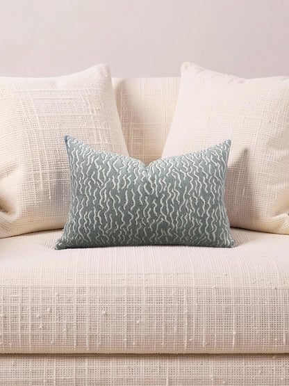 Pierre Frey Lumbar Pillow Le Chant Des Dunes Aqua 12x18" Knife Edge Cover
