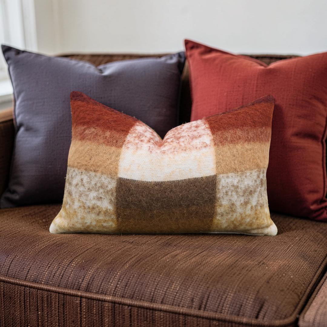 Pierre Frey Lumbar Pillow Bergen Feu 12x18" Knife Edge Cover