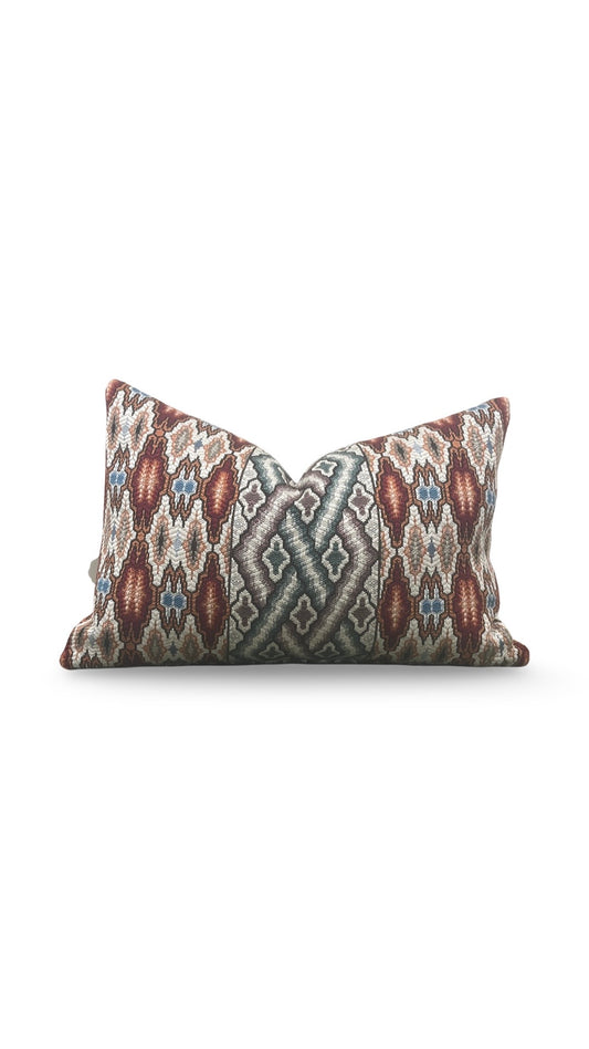 Pierre Frey Lumbar Pillow Le Manach Carmin 12x18" Knife Edge Cover