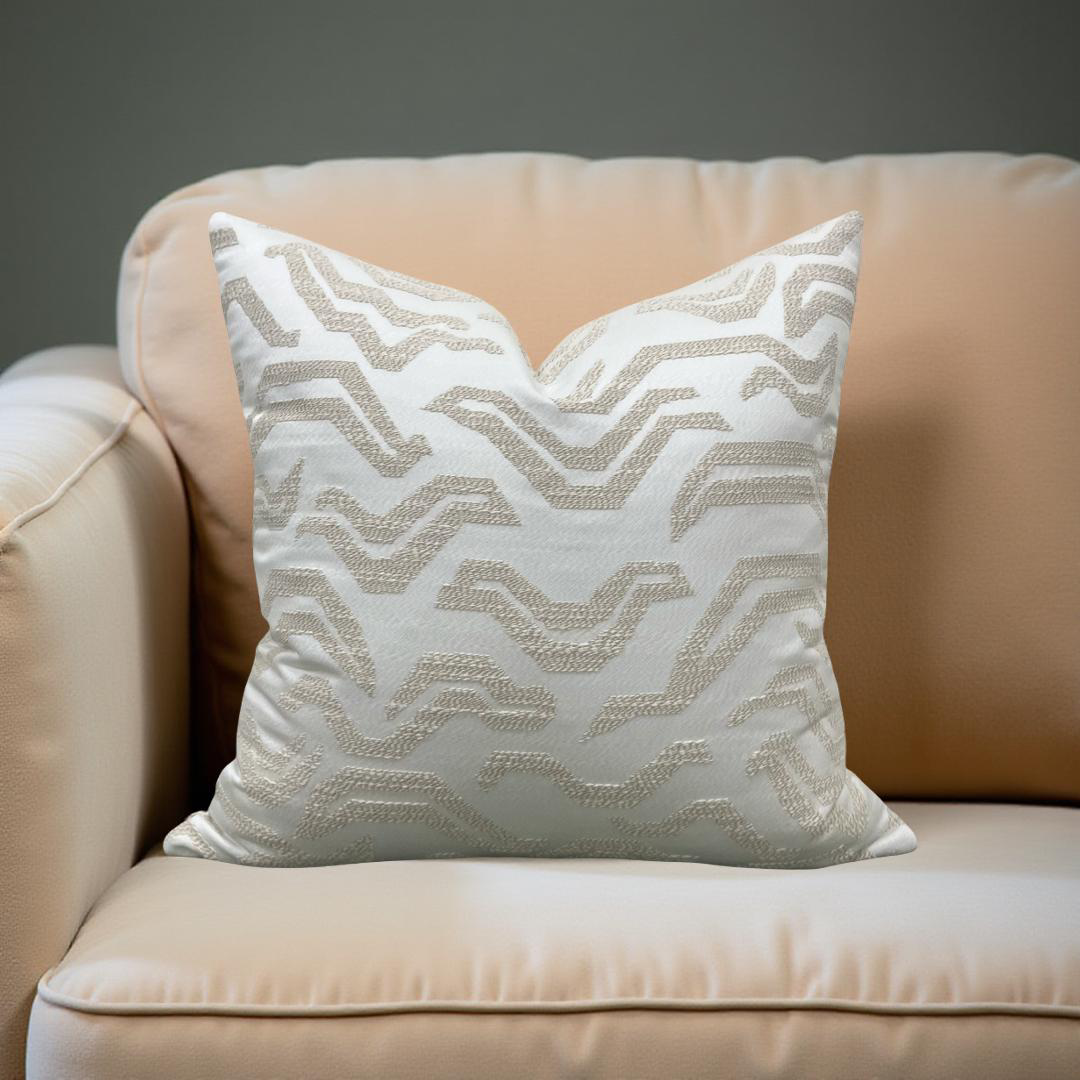 Pierre Frey Tigris Perla 22x22" Knife Edge Decorative Throw Pillow