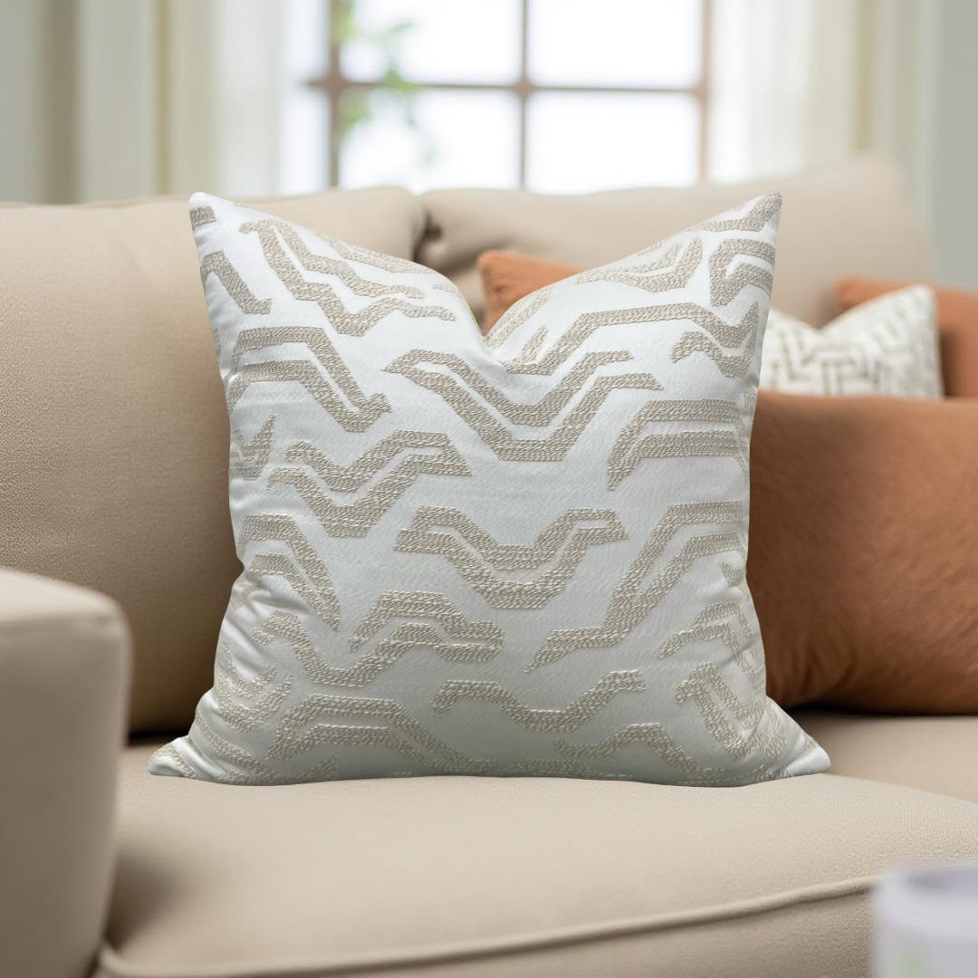 Pierre Frey Tigris Perla 22x22" Knife Edge Decorative Throw Pillow