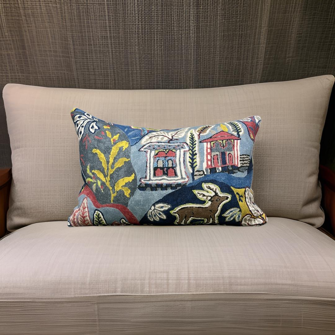 Multi Colored Scenic 12x18" Knife Edge Decorative Lumbar Pillow