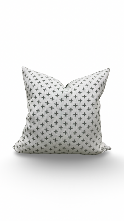 Decorative pillow with a geometric pattern on a white background