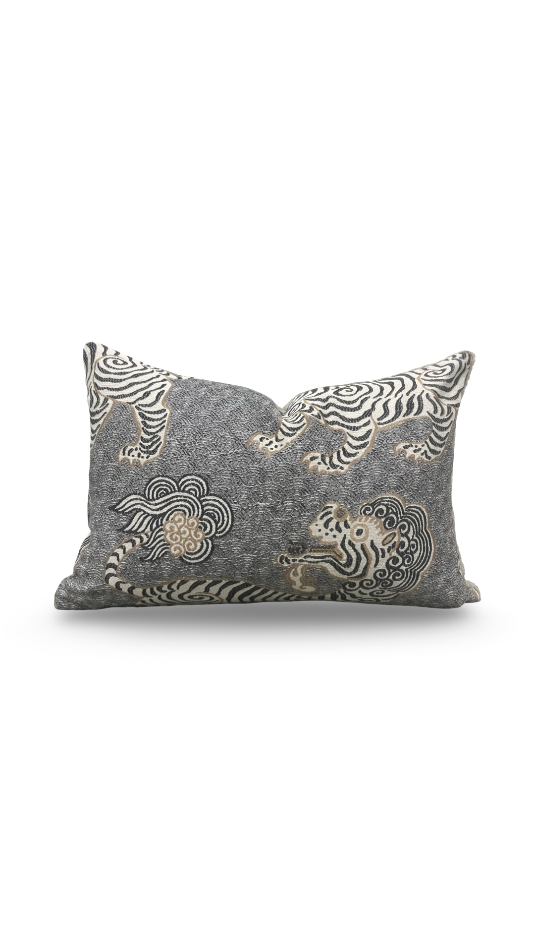 Decorative pillow with zebra pattern on a gray background