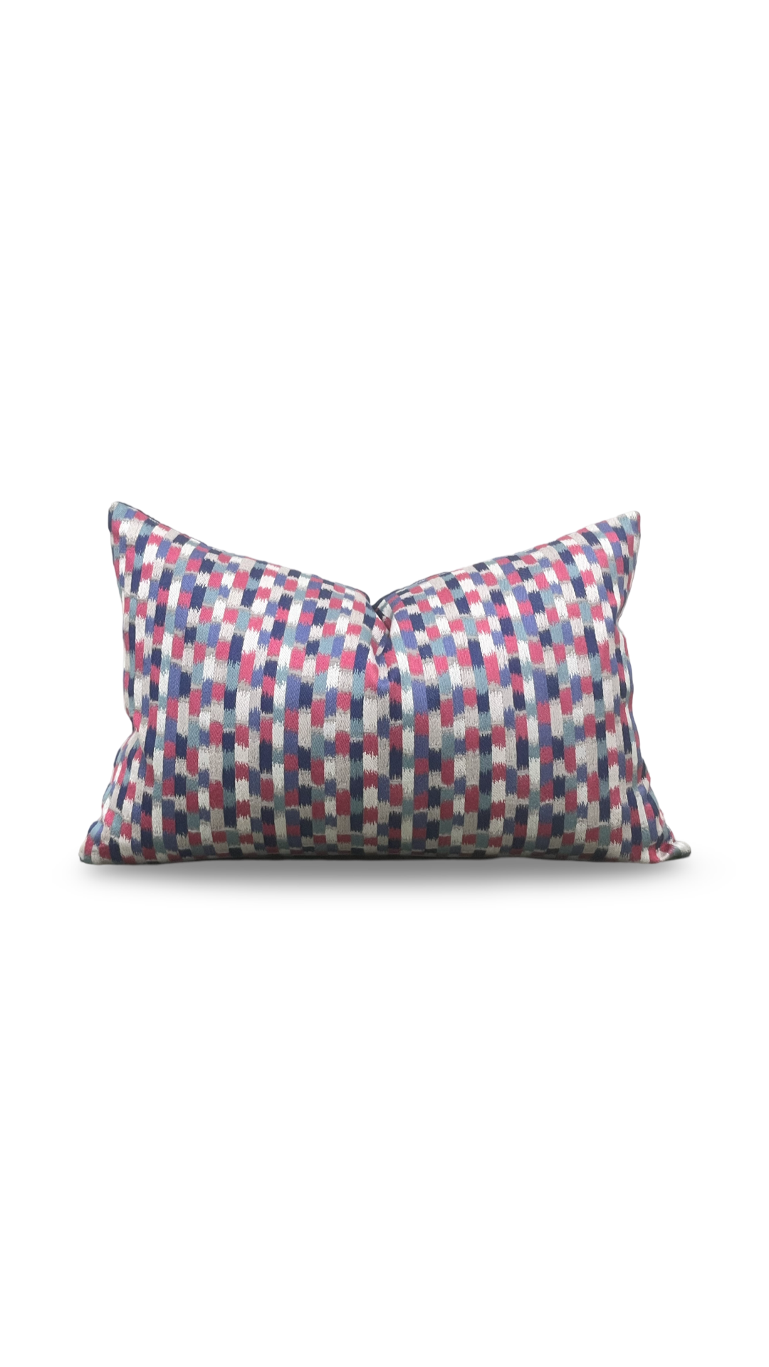 Pink Blue and Silver 12X18" Knife Edge Decorative Lumbar Pillow