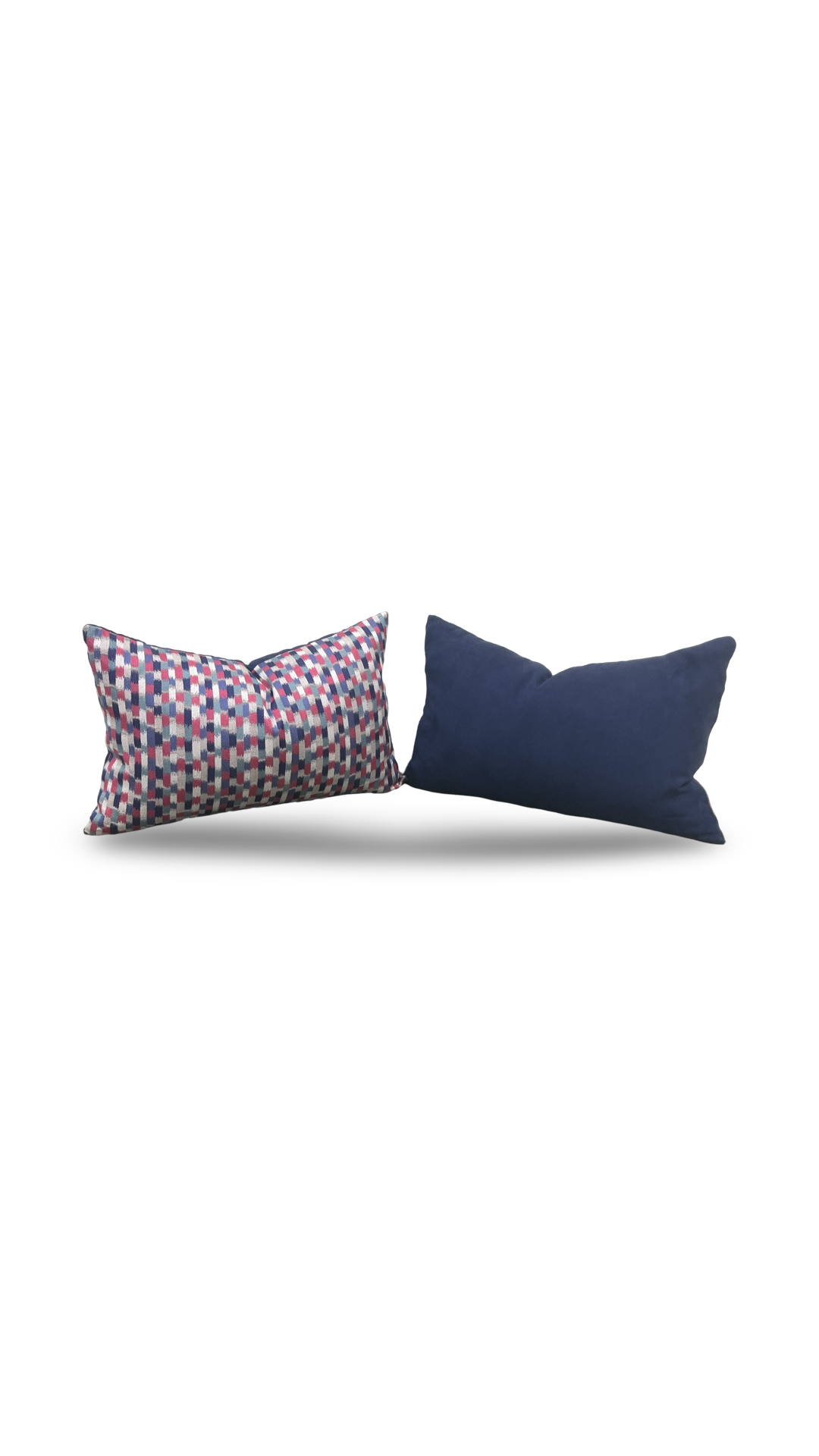 Pink Blue and Silver 12X18" Knife Edge Decorative Lumbar Pillow