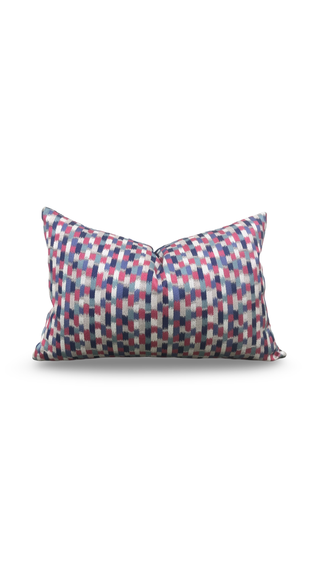 Pink Blue and Silver 12X18" Knife Edge Decorative Lumbar Pillow