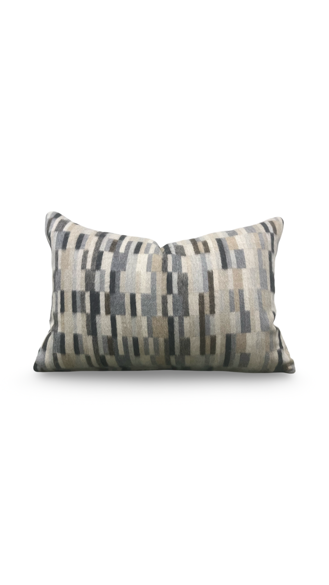 Decorative pillow with geometric pattern on a white background