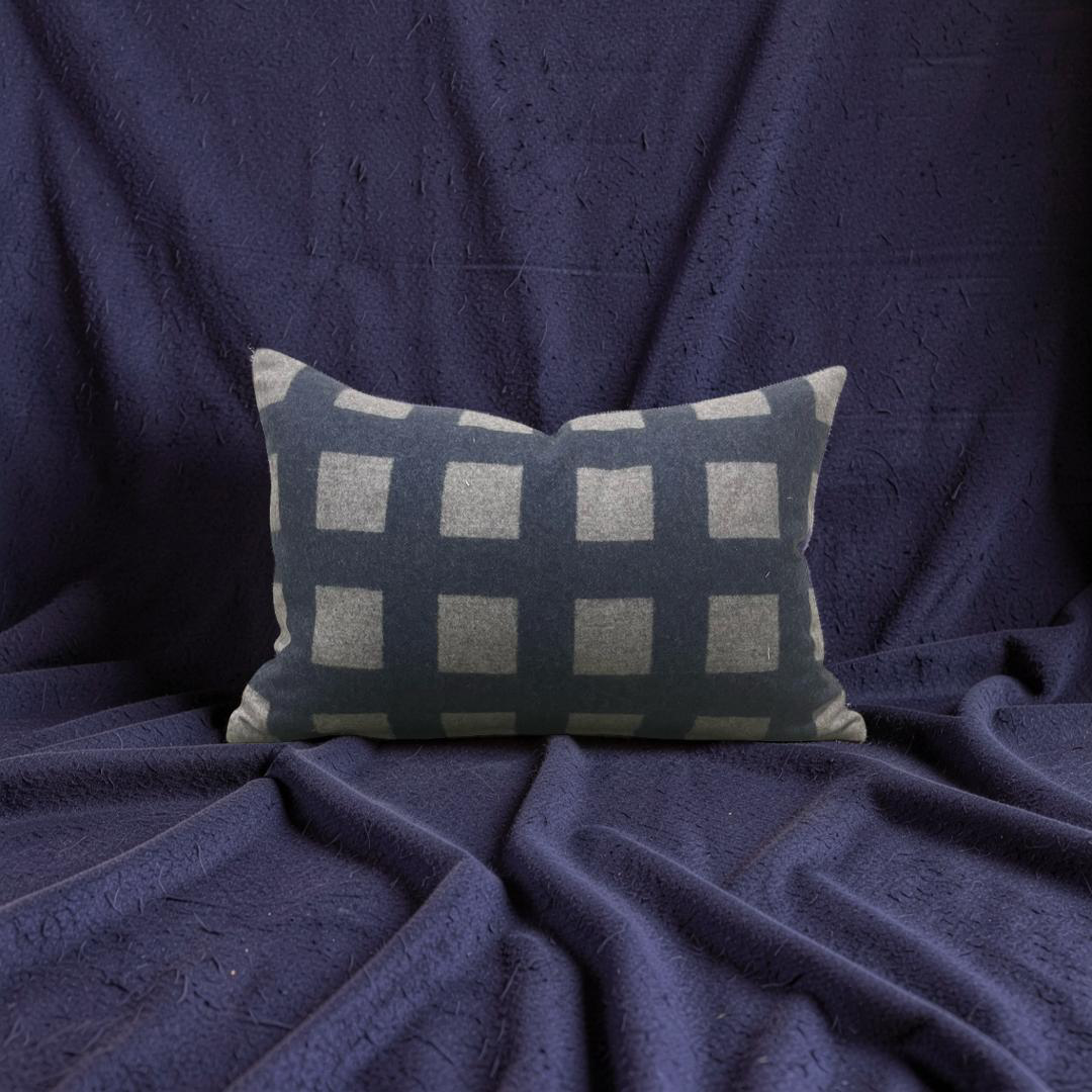 Union Square Lumbar Pillow in Blue Jay 12x18" Knife Edge Cover