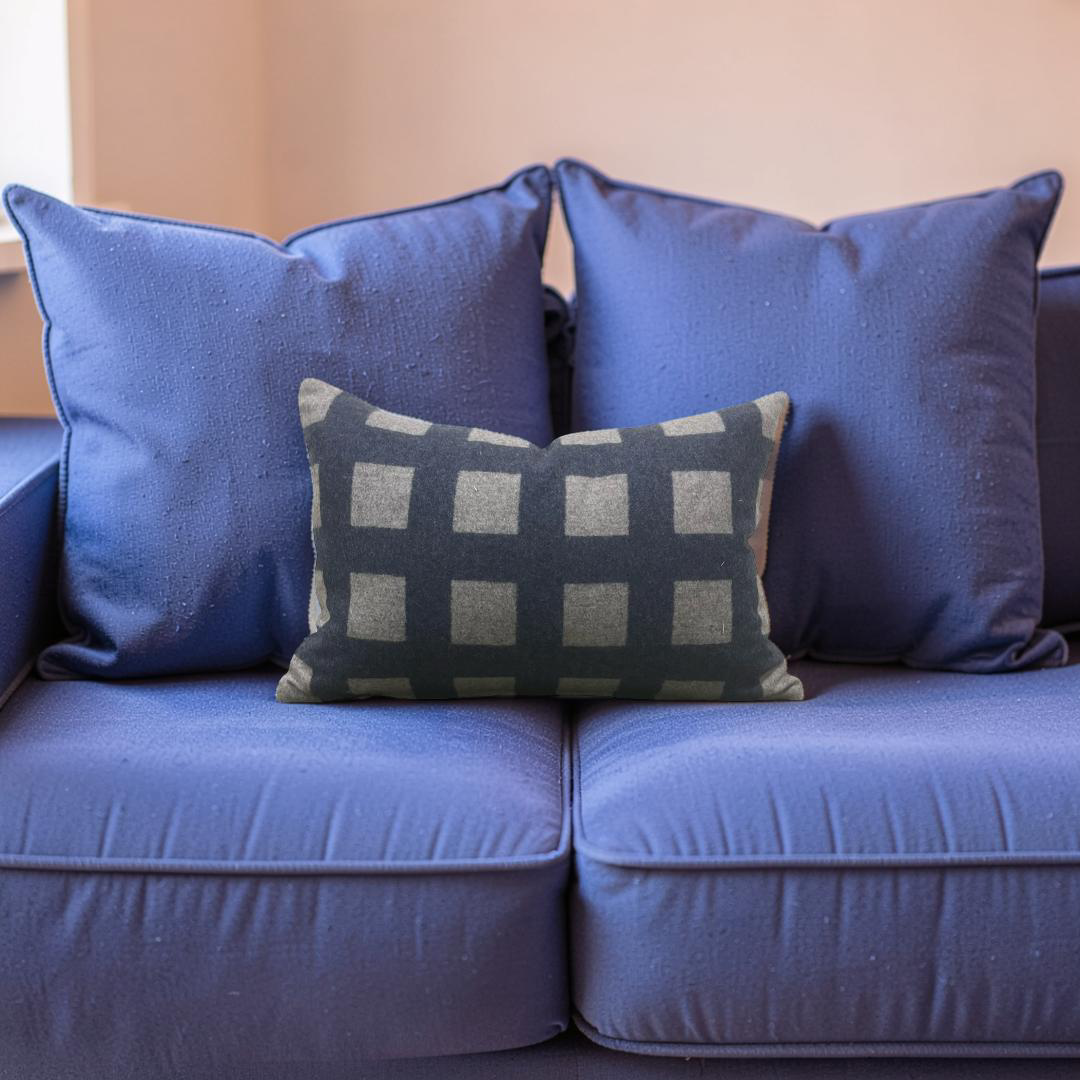 Union Square Lumbar Pillow in Blue Jay 12x18" Knife Edge Cover