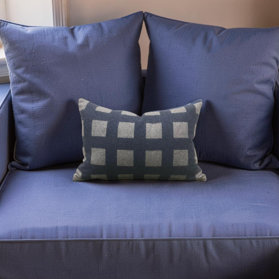 Union Square Lumbar Pillow in Blue Jay 12x18" Knife Edge Cover
