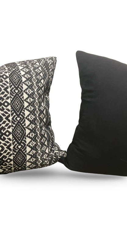 Black and White Pollack Decorative Pillow Xela Cast Iron  22x22" Knife Edge Cover