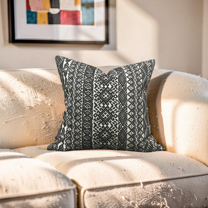 Black and White Pollack Decorative Pillow Xela Cast Iron  22x22" Knife Edge Cover