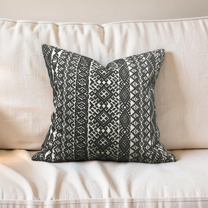 Black and White Pollack Decorative Pillow Xela Cast Iron  22x22" Knife Edge Cover
