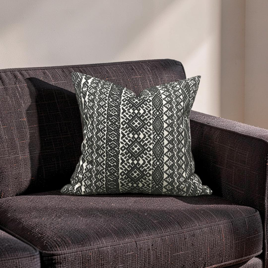Black and White Pollack Decorative Pillow Xela Cast Iron  22x22" Knife Edge Cover