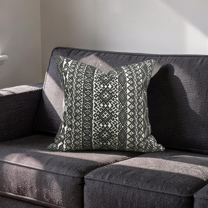 Black and White Pollack Decorative Pillow Xela Cast Iron  22x22" Knife Edge Cover