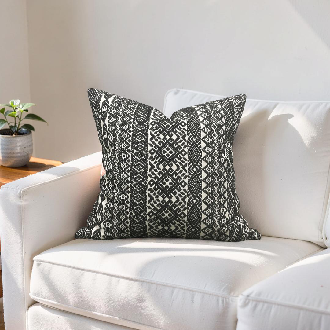 Black and White Pollack Decorative Pillow Xela Cast Iron  22x22" Knife Edge Cover