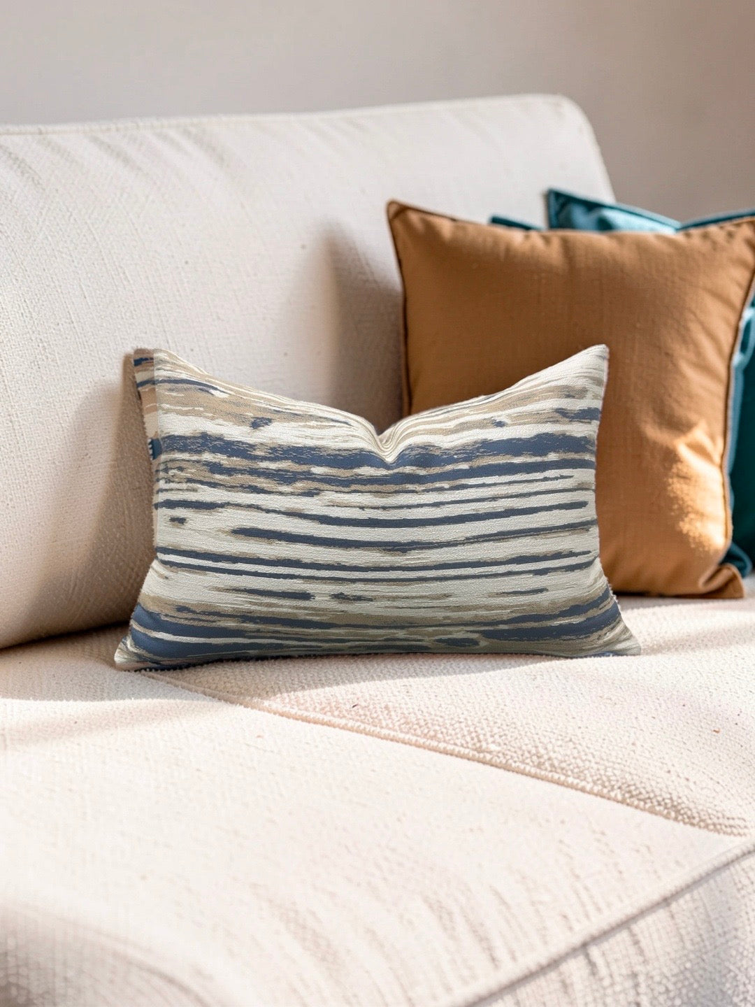 Pollack Fabric Lumbar Pillow Topography  Surf 12x18" Knife Edge Cover