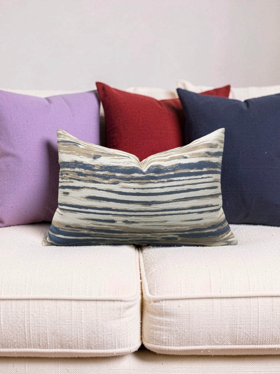 Pollack Fabric Lumbar Pillow Topography  Surf 12x18" Knife Edge Cover