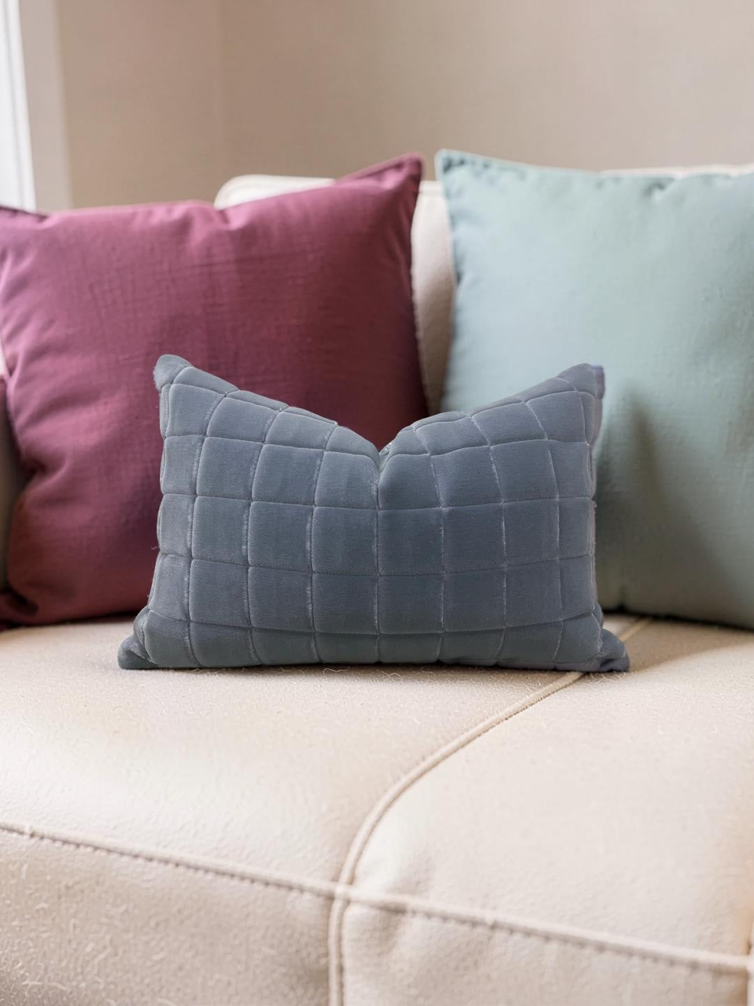 Pollack Lumbar Pillow Grey Flannel 12x18" Knife Edge Cover