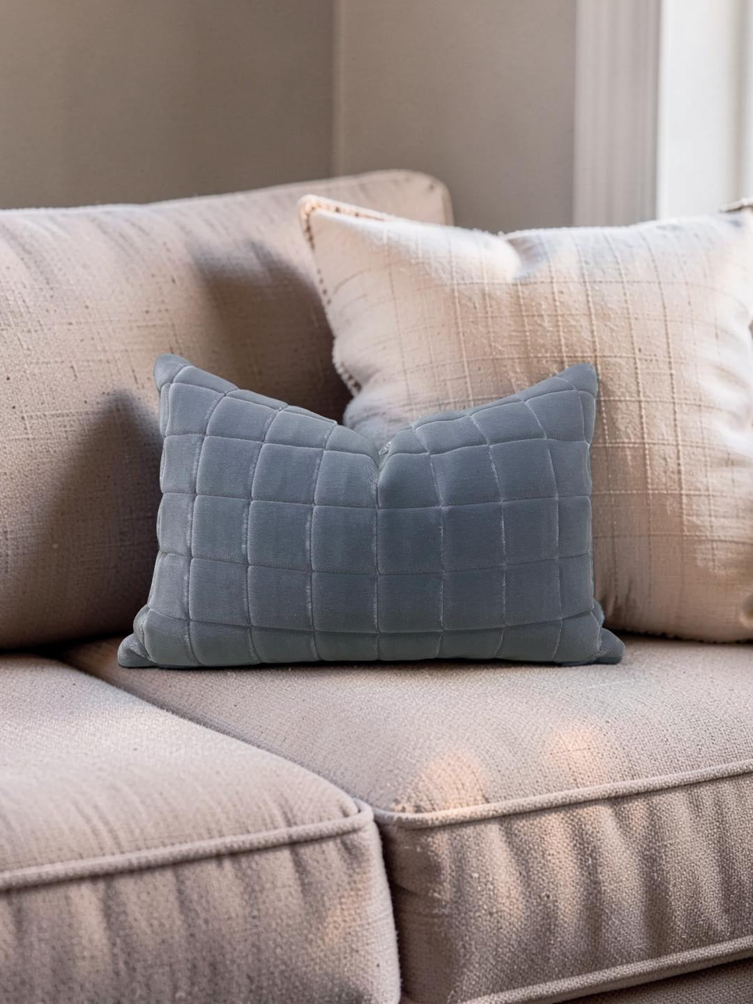 Pollack Lumbar Pillow Grey Flannel 12x18" Knife Edge Cover