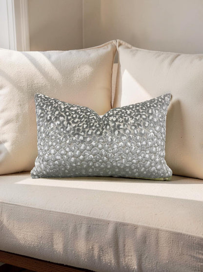 Animal Print Lumbar Pillow Cats Meow Snow Leopard 12x18" Knife Edge Cover